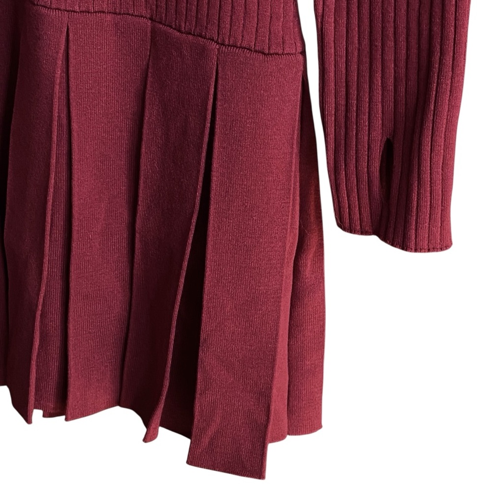 Free People Emmy Mini Dress Aged Red Womens Size Large NWT Thumb Holes Pleated - Picture 6 of 13